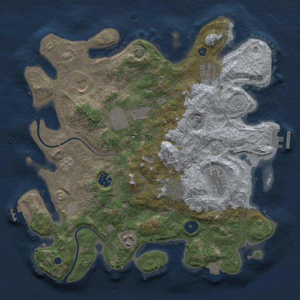 Rust Map: Procedural Map, Size: 3500, Seed: 999544510, 14 Monuments