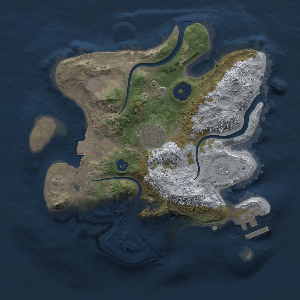 Rust Map: Procedural Map, Size: 2500, Seed: 175454730, 4 Monuments