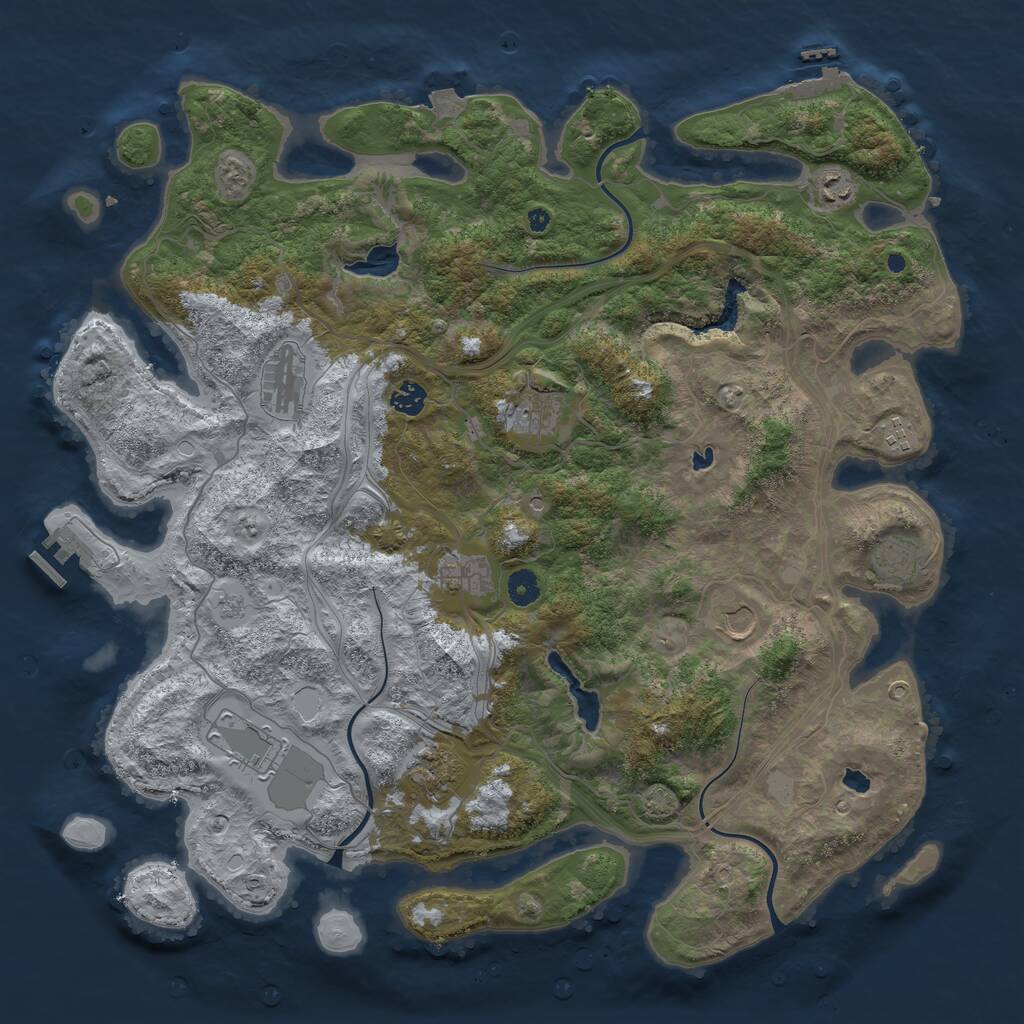 Rust Map: Procedural Map, Size: 4500, Seed: 1213456884, 16 Monuments