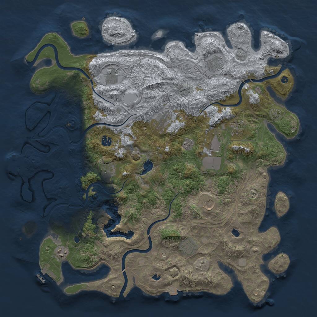 Rust Map: Procedural Map, Size: 4500, Seed: 1319463344, 17 Monuments