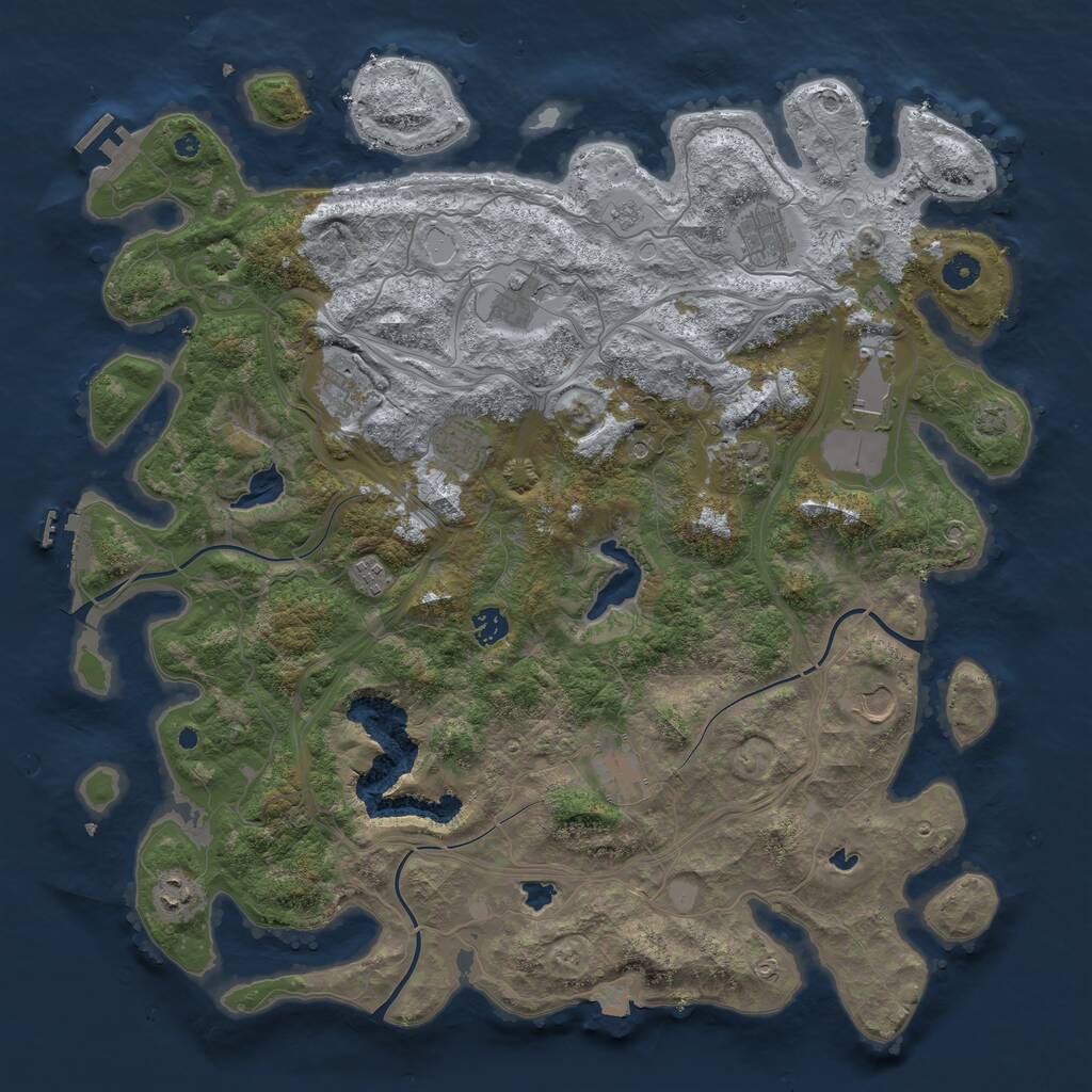 Rust Map: Procedural Map, Size: 4500, Seed: 1319463344, 17 Monuments