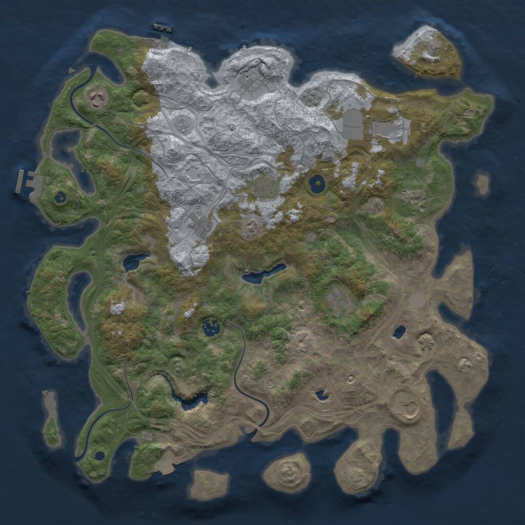 Rust Map: Procedural Map, Size: 4500, Seed: 1344735003, 16 Monuments