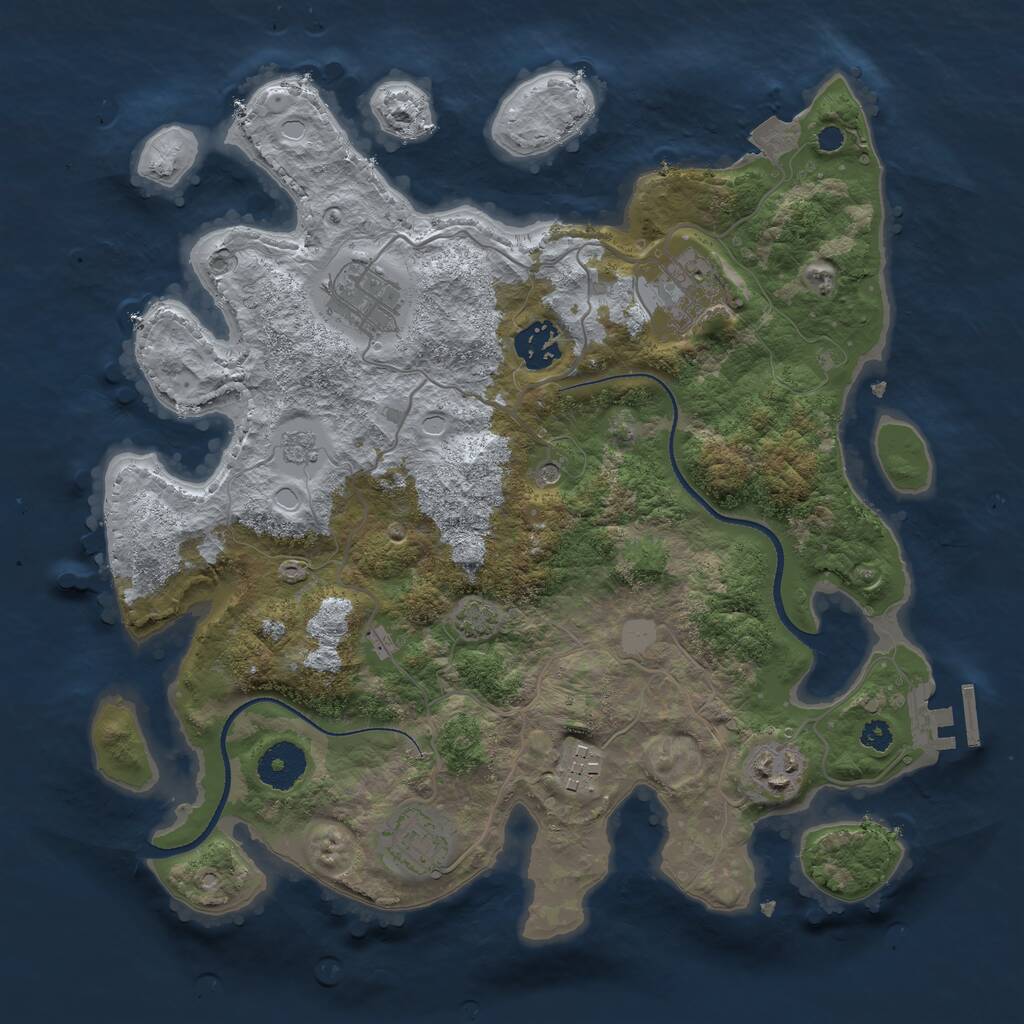 Rust Map: Procedural Map, Size: 3300, Seed: 1977530167, 11 Monuments