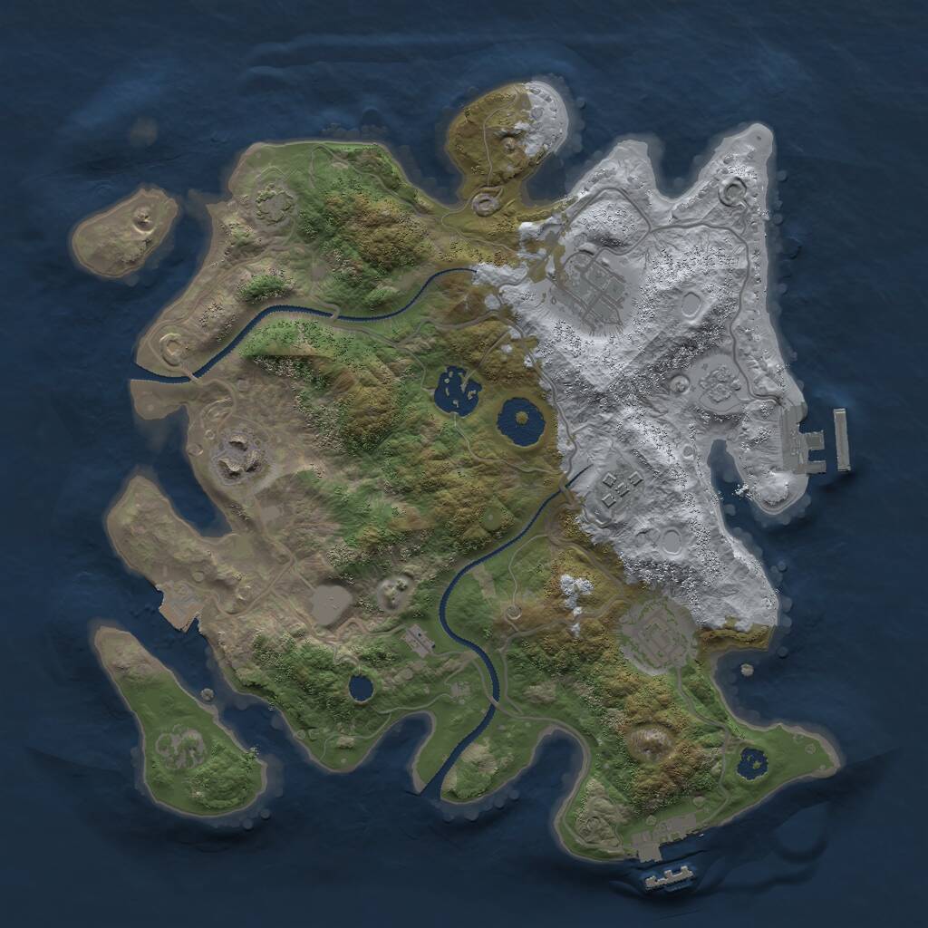 Rust Map: Procedural Map, Size: 3000, Seed: 700137394, 10 Monuments