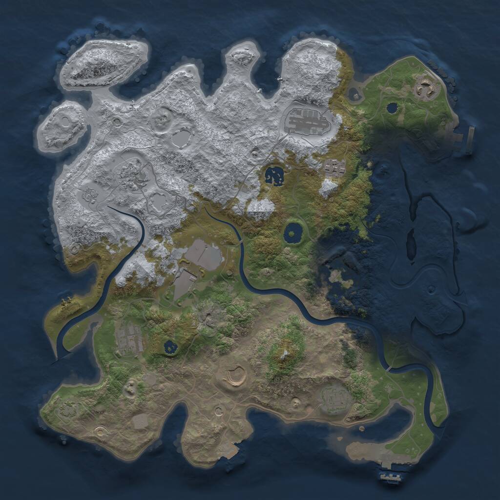 Rust Map: Procedural Map, Size: 3750, Seed: 935724987, 16 Monuments