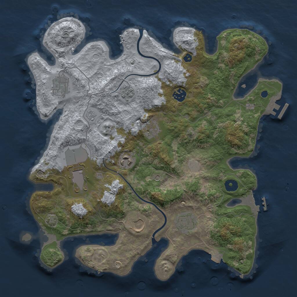 Rust Map: Procedural Map, Size: 3500, Seed: 1428236946, 14 Monuments
