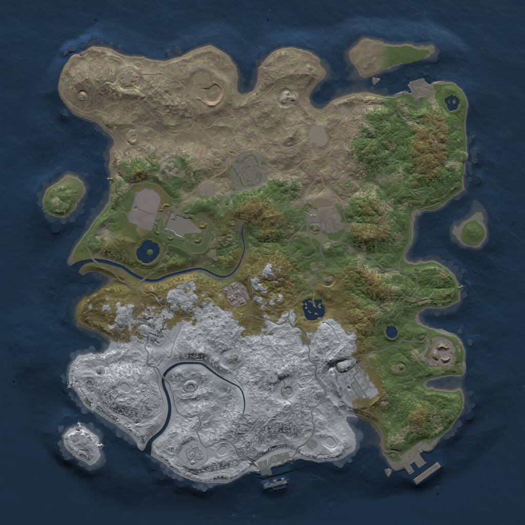 Rust Map: Procedural Map, Size: 3500, Seed: 1694087521, 15 Monuments