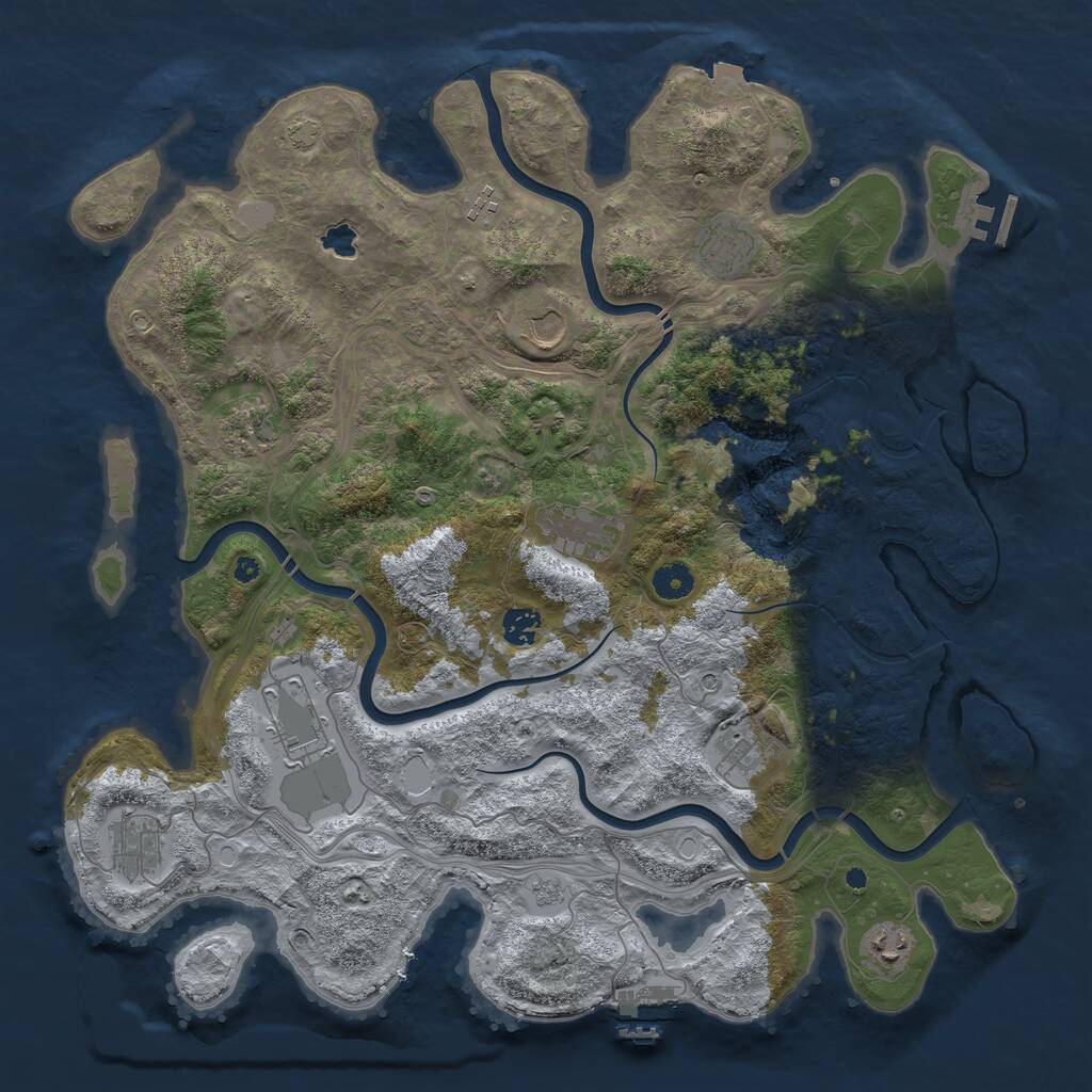 Rust Map: Procedural Map, Size: 4250, Seed: 561901, 16 Monuments