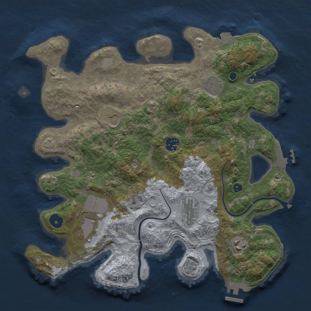 Rust Map: Procedural Map, Size: 3500, Seed: 1998103977, 12 Monuments