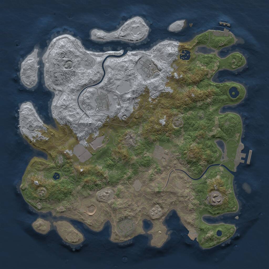 Rust Map: Procedural Map, Size: 3800, Seed: 56436737, 15 Monuments