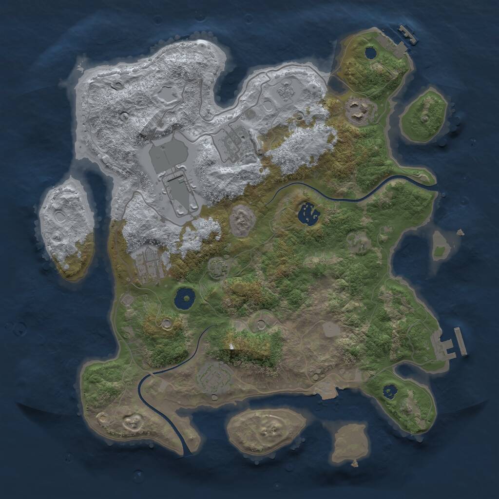 Rust Map: Procedural Map, Size: 3500, Seed: 890968006, 12 Monuments