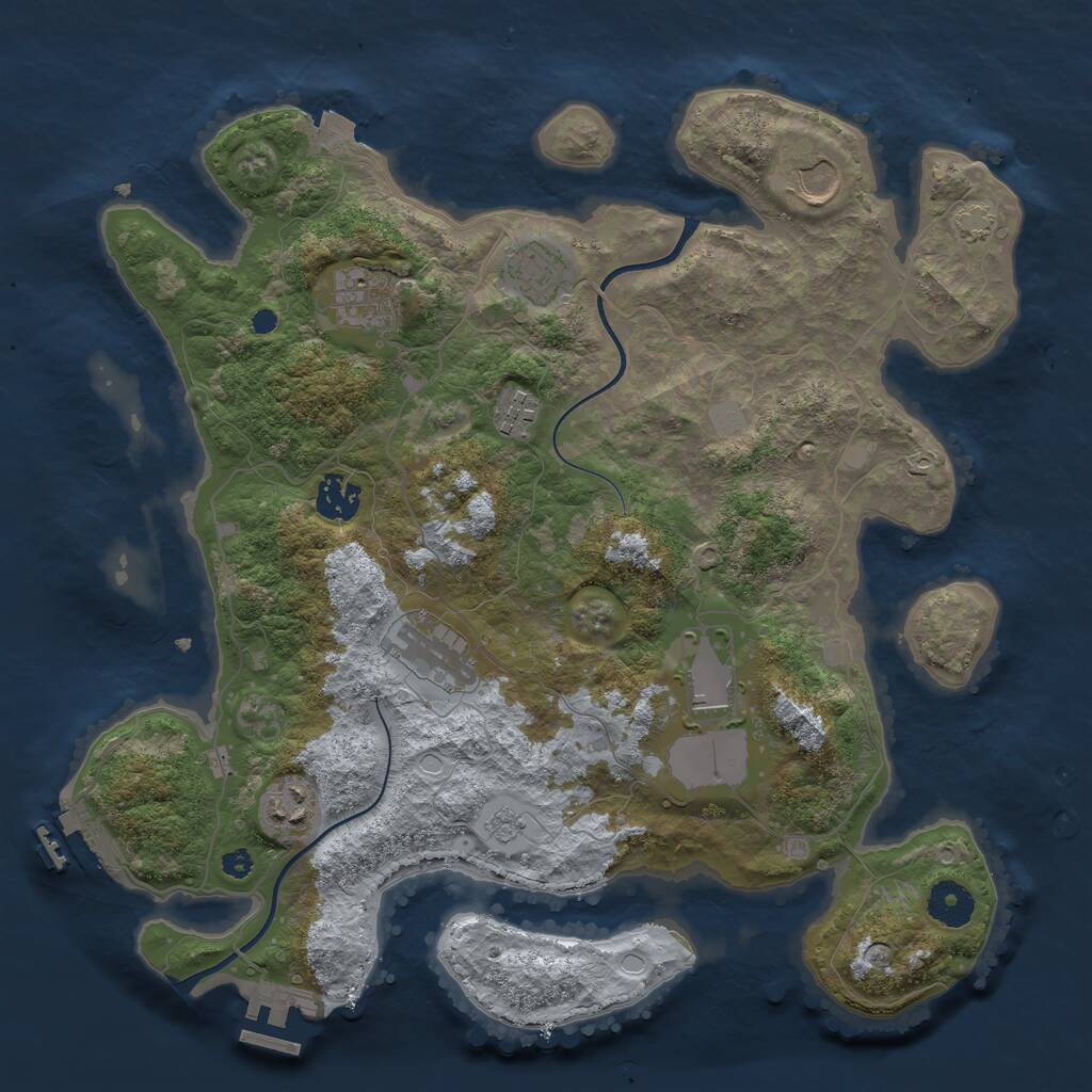 Rust Map: Procedural Map, Size: 3600, Seed: 990329, 13 Monuments
