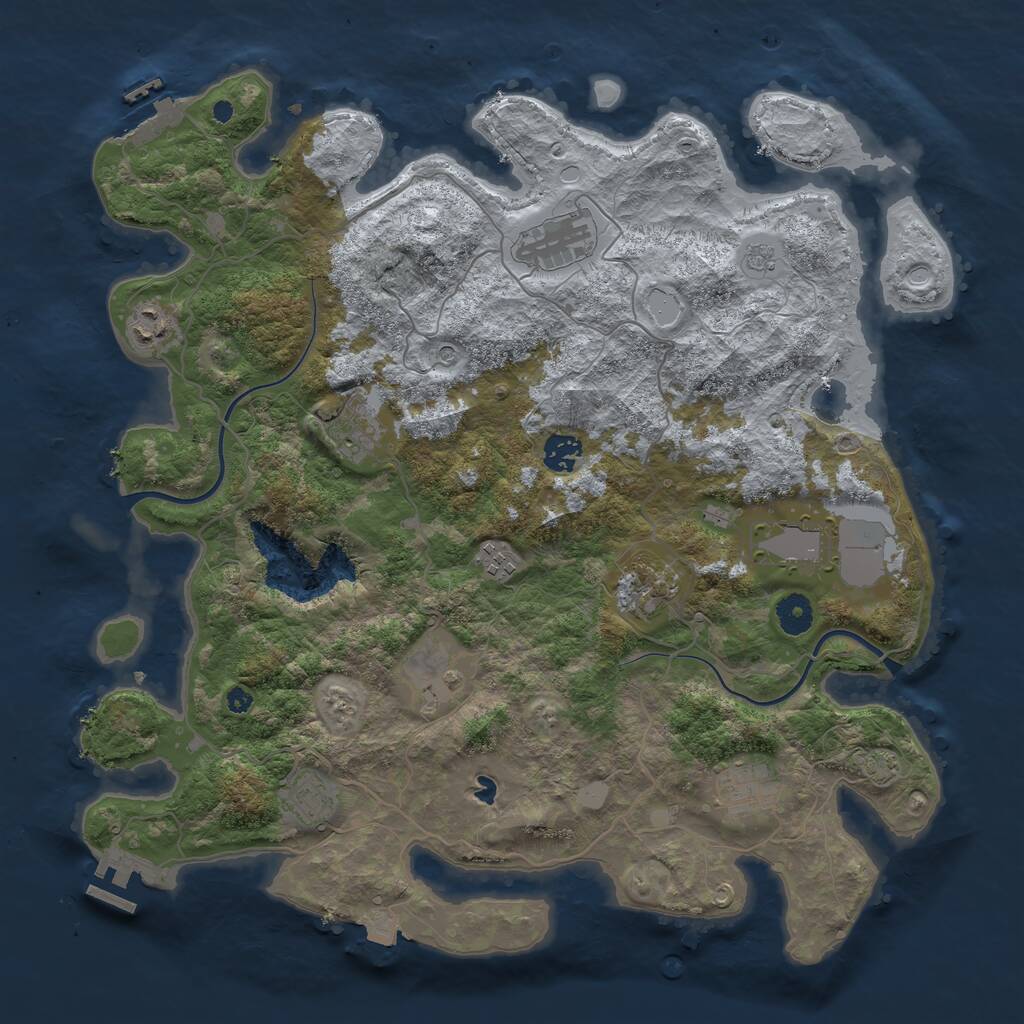 Rust Map: Procedural Map, Size: 4000, Seed: 551310279, 16 Monuments