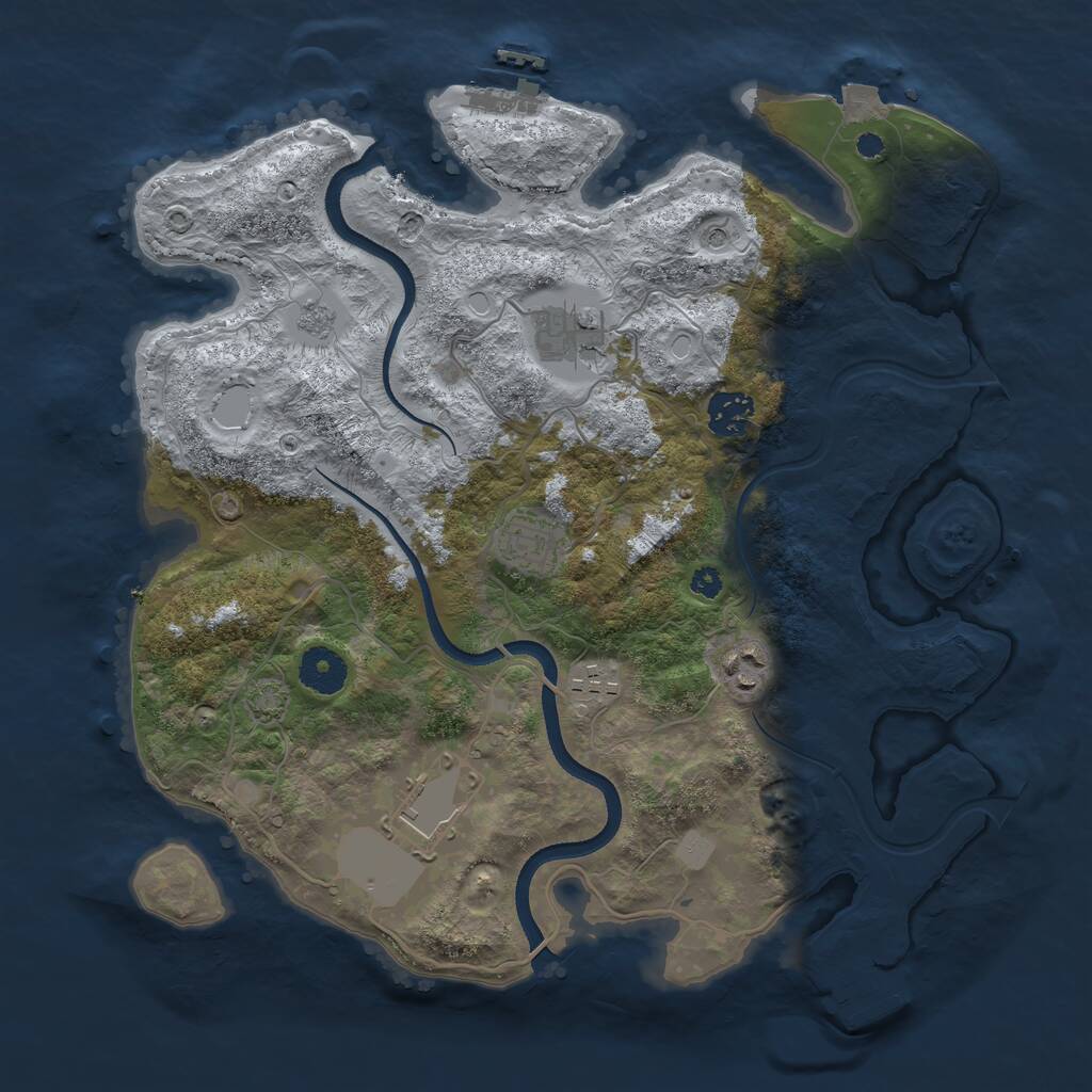 Rust Map: Procedural Map, Size: 3500, Seed: 523070416, 12 Monuments