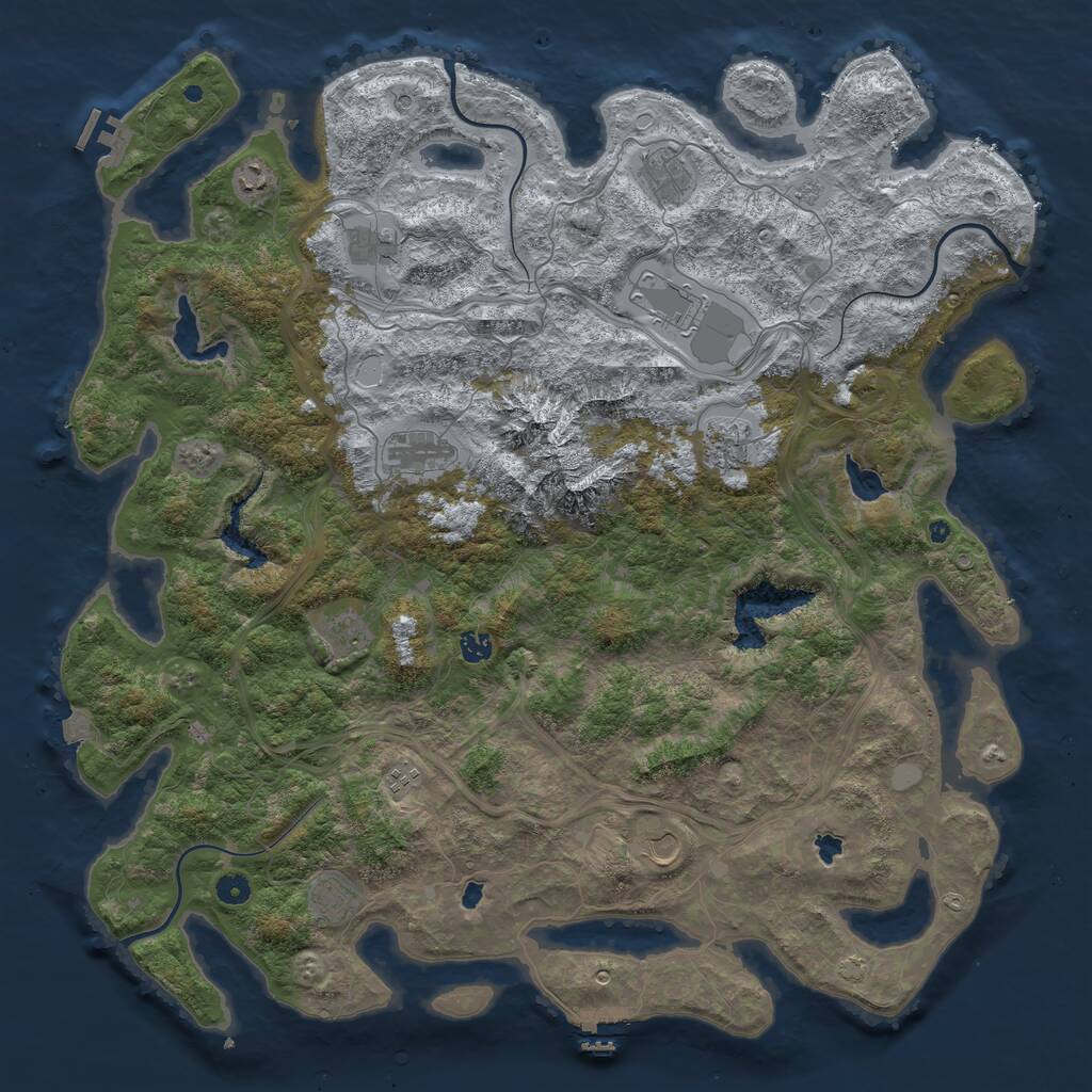 Rust Map: Procedural Map, Size: 5000, Seed: 456851605, 17 Monuments
