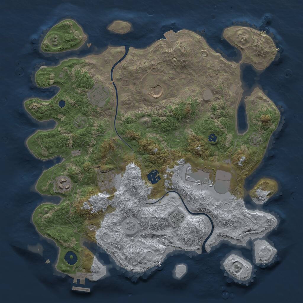 Rust Map: Procedural Map, Size: 3500, Seed: 39945, 12 Monuments