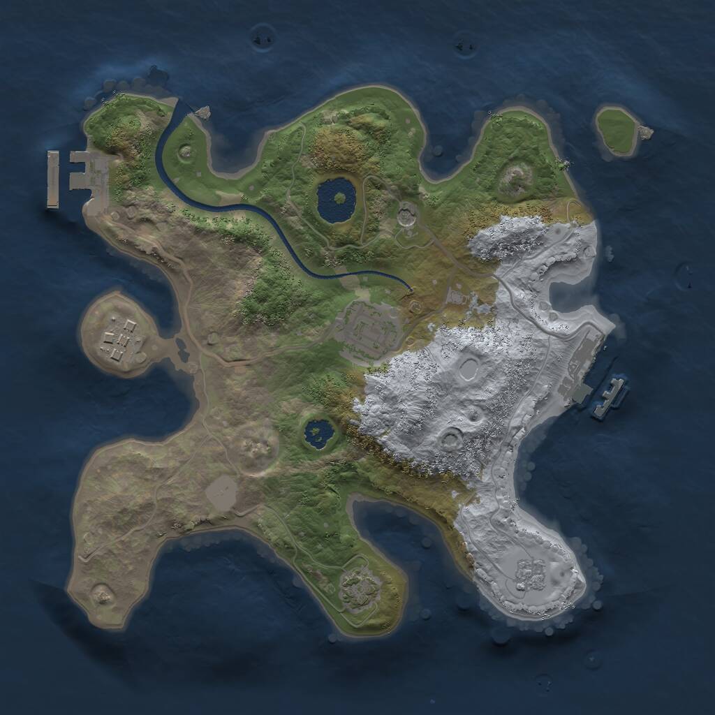 Rust Map: Procedural Map, Size: 2500, Seed: 8418408, 8 Monuments