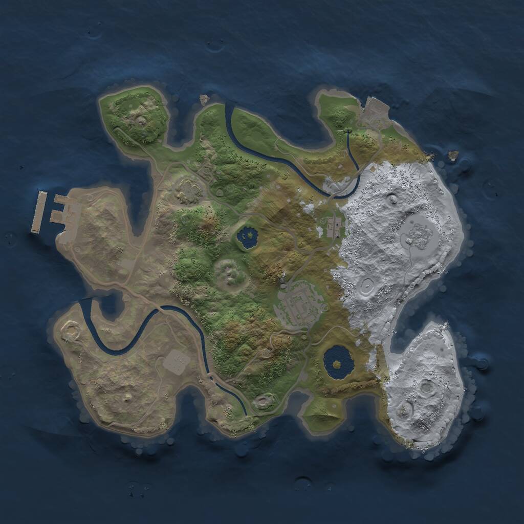 Rust Map: Procedural Map, Size: 2500, Seed: 74, 5 Monuments