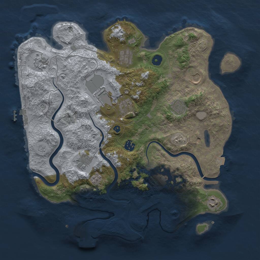 Rust Map: Procedural Map, Size: 3750, Seed: 342152002, 17 Monuments