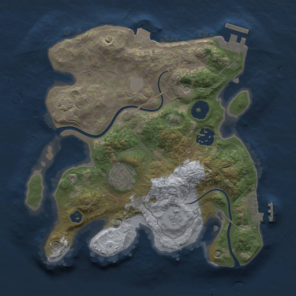 Rust Map: Procedural Map, Size: 2500, Seed: 664051695, 8 Monuments