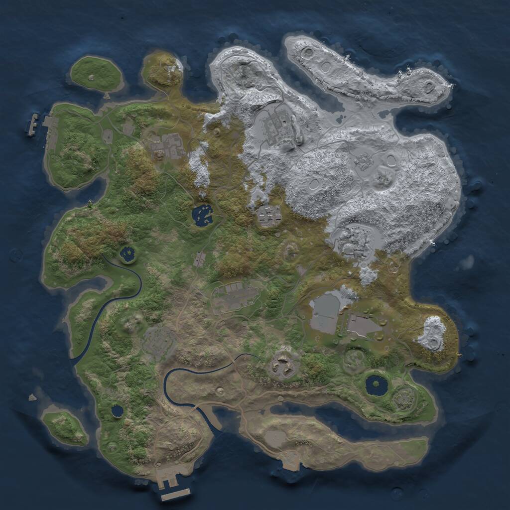 Rust Map: Procedural Map, Size: 3500, Seed: 460881206, 14 Monuments