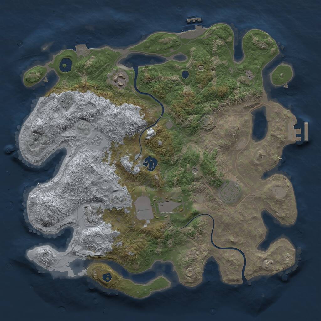 Rust Map: Procedural Map, Size: 3500, Seed: 870054038, 12 Monuments