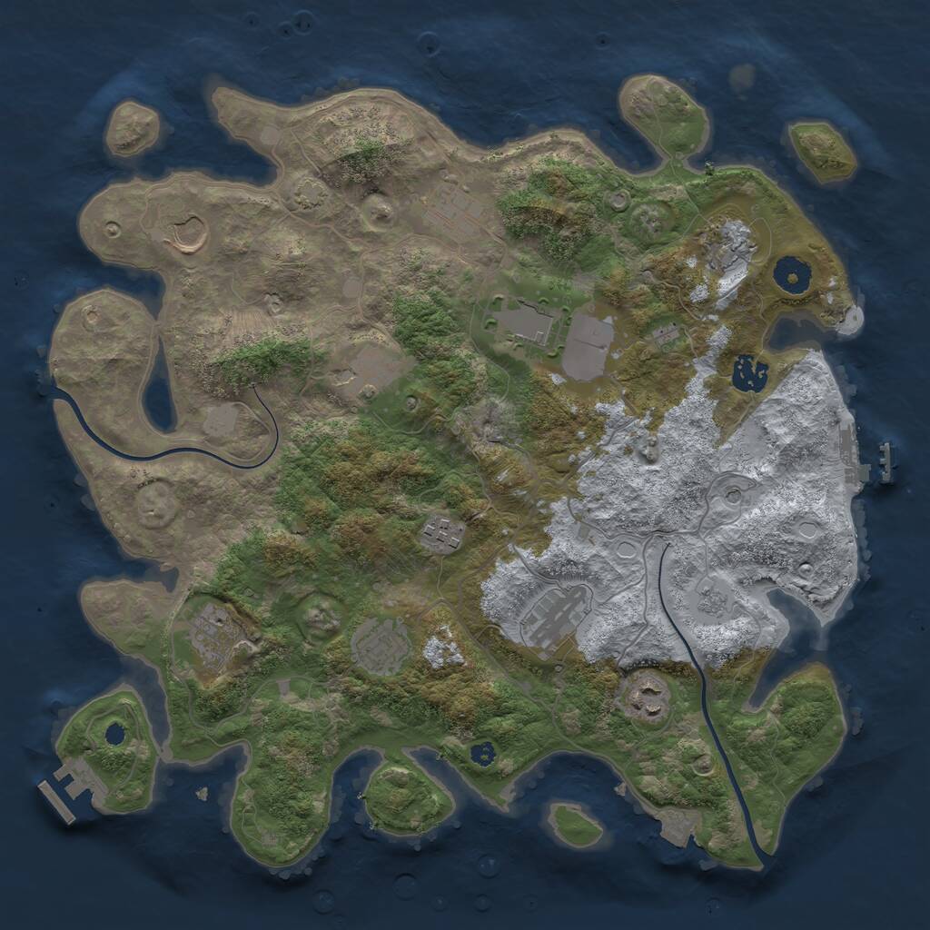 Rust Map: Procedural Map, Size: 3750, Seed: 209857775, 17 Monuments