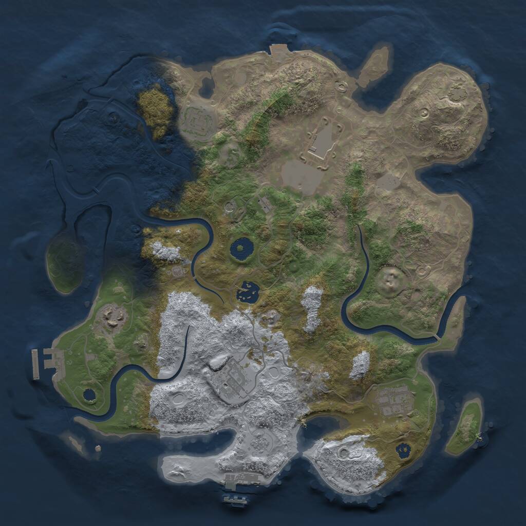 Rust Map: Procedural Map, Size: 3500, Seed: 1852009070, 12 Monuments