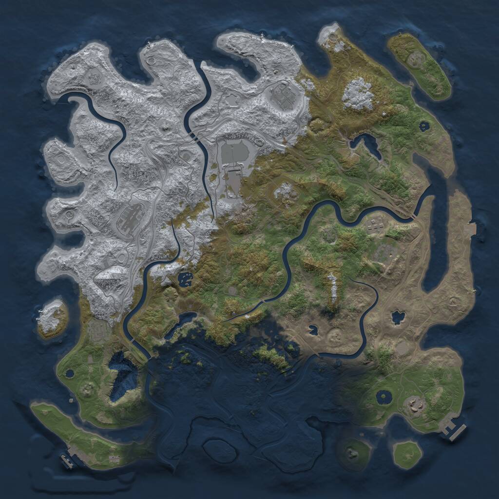 Rust Map: Procedural Map, Size: 4800, Seed: 555890501, 16 Monuments
