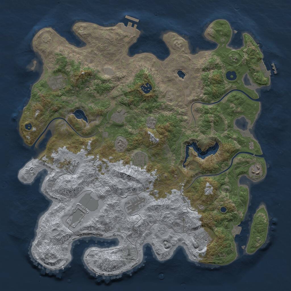 Rust Map: Procedural Map, Size: 4200, Seed: 436383084, 16 Monuments
