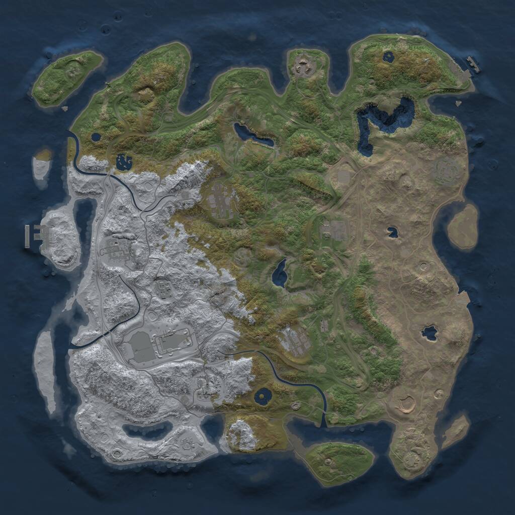 Rust Map: Procedural Map, Size: 4500, Seed: 6231, 17 Monuments