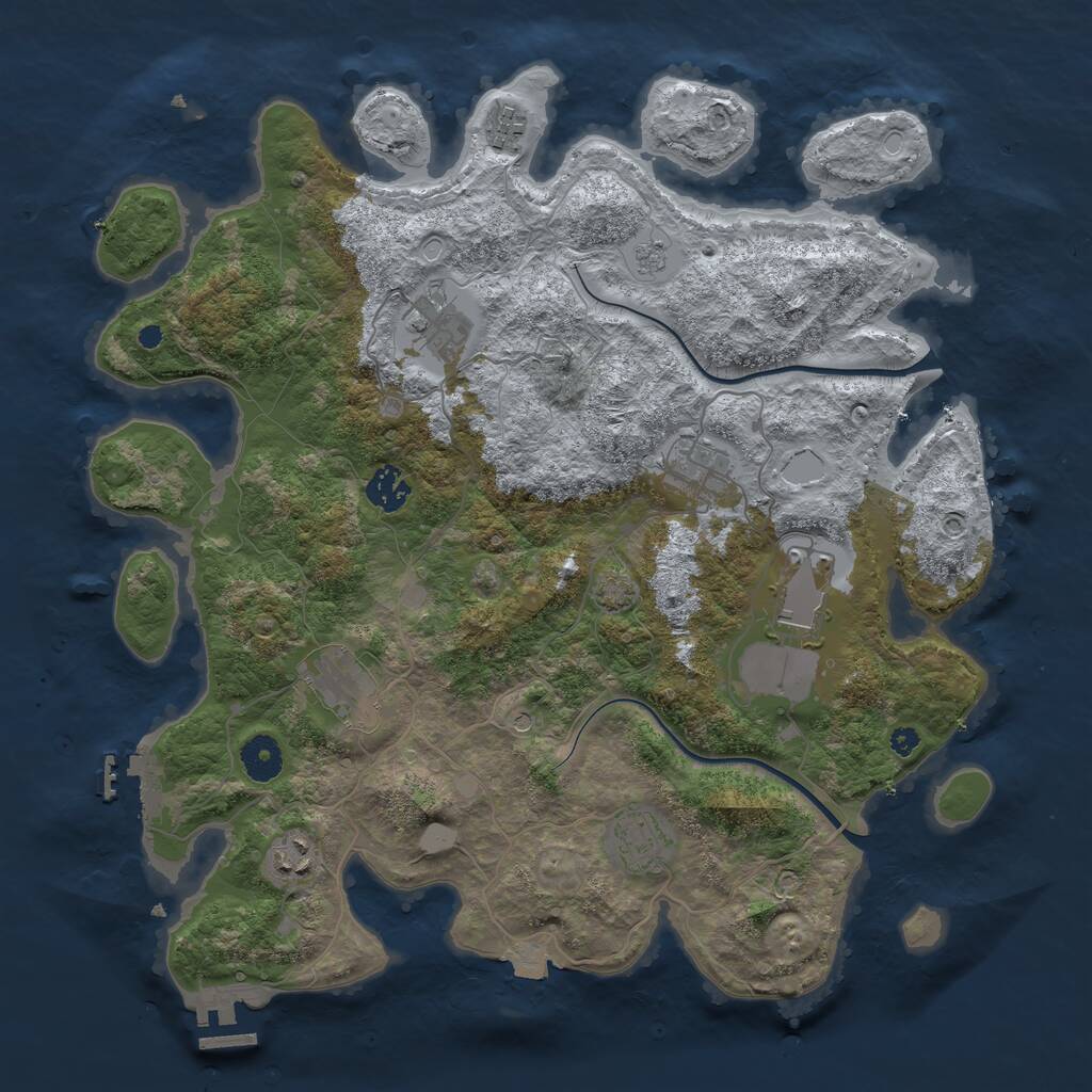 Rust Map: Procedural Map, Size: 3800, Seed: 95249980, 14 Monuments