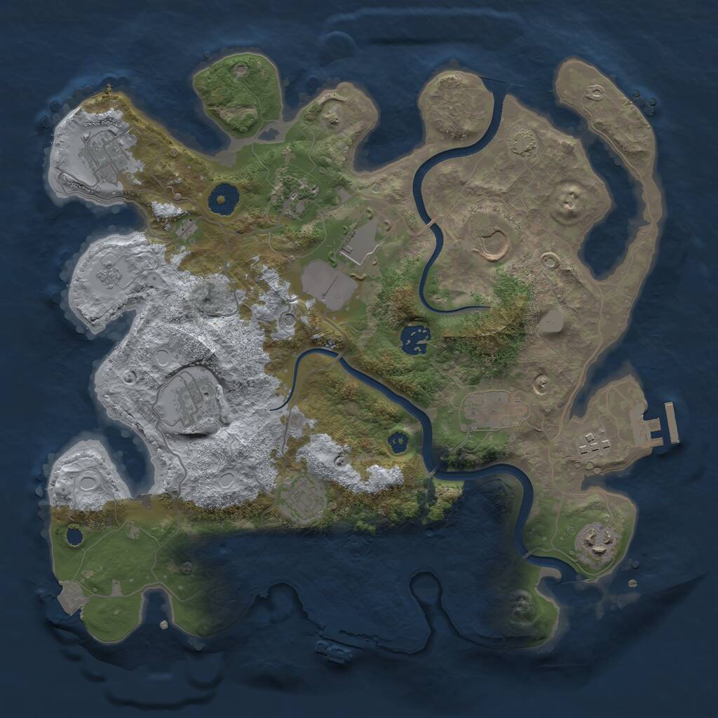 Rust Map: Procedural Map, Size: 3500, Seed: 32379, 16 Monuments