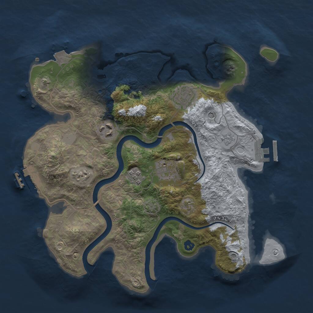 Rust Map: Procedural Map, Size: 3000, Seed: 1232805044, 10 Monuments