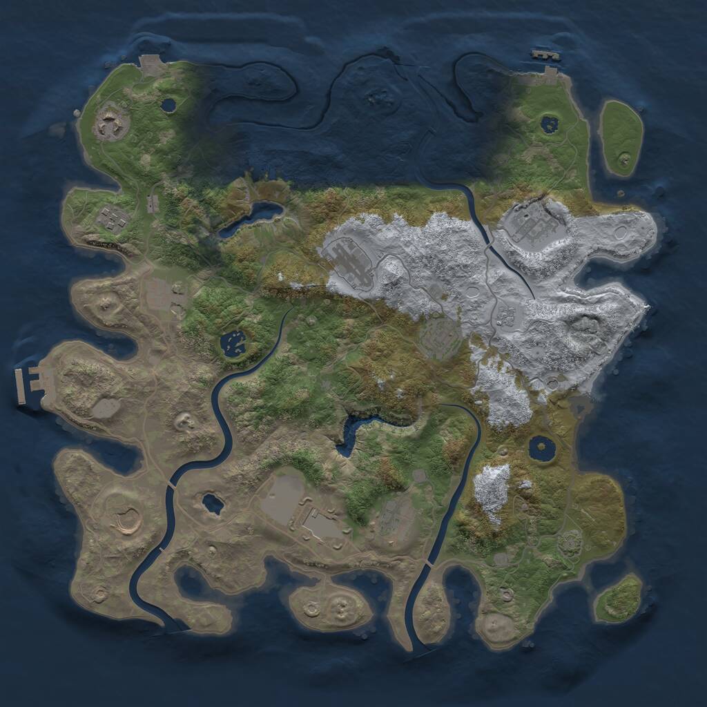 Rust Map: Procedural Map, Size: 4000, Seed: 1188754435, 16 Monuments