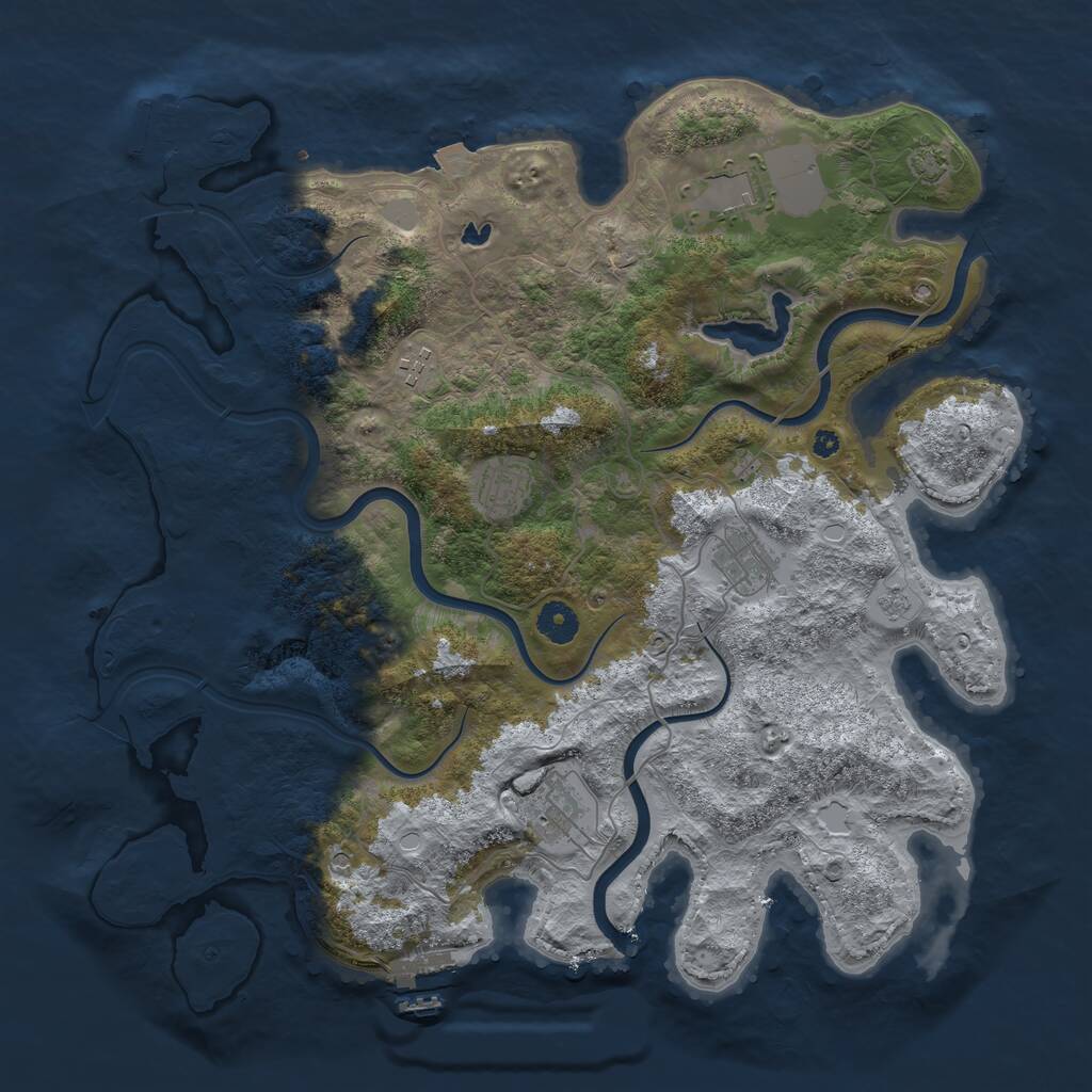 Rust Map: Procedural Map, Size: 4000, Seed: 695767279, 11 Monuments