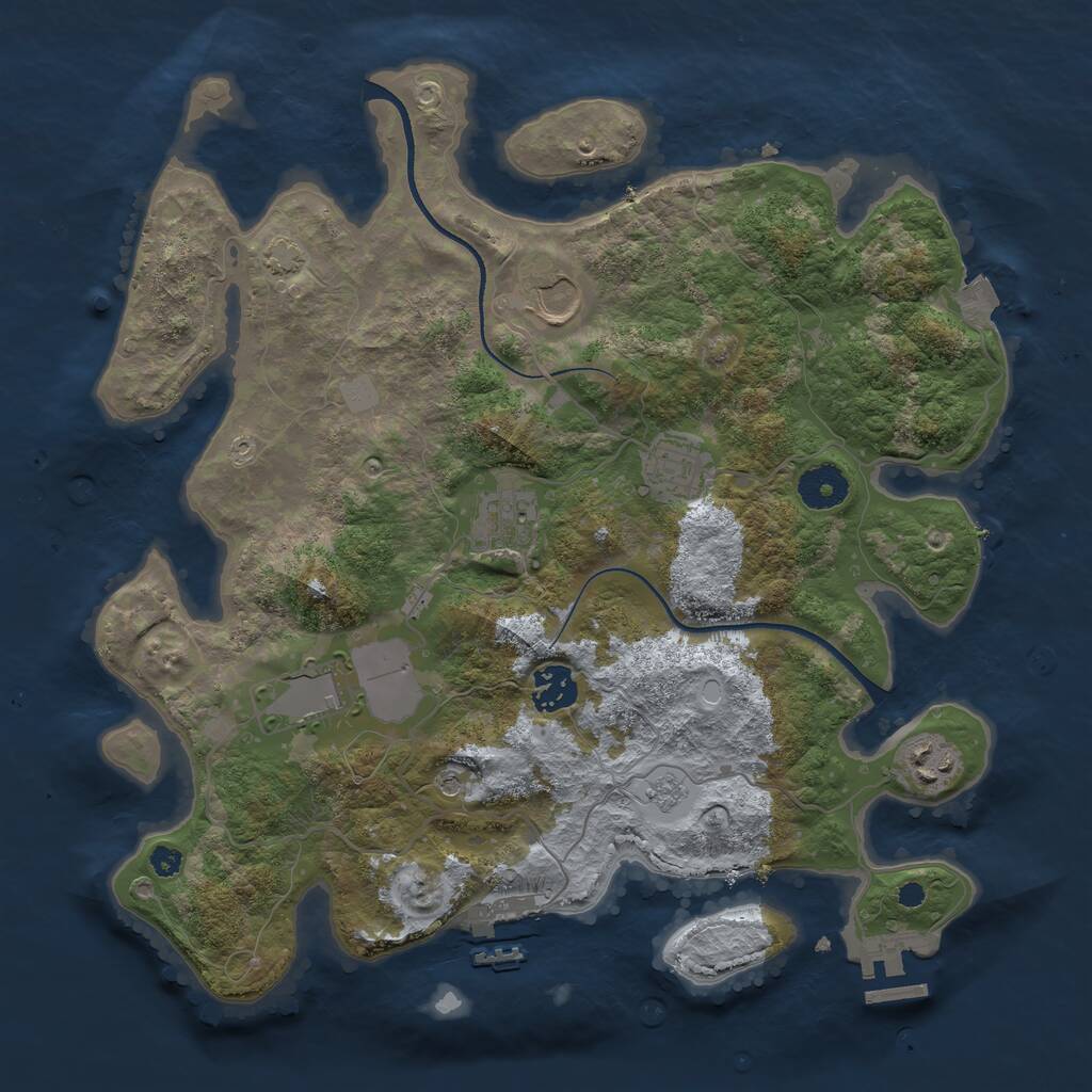 Rust Map: Procedural Map, Size: 3500, Seed: 520742279, 12 Monuments