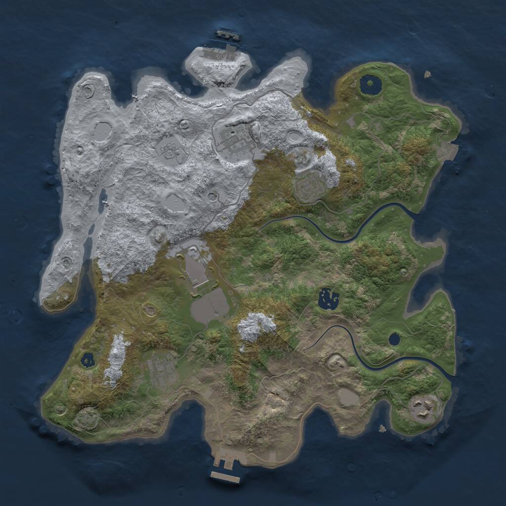 Rust Map: Procedural Map, Size: 3500, Seed: 1028129445, 12 Monuments