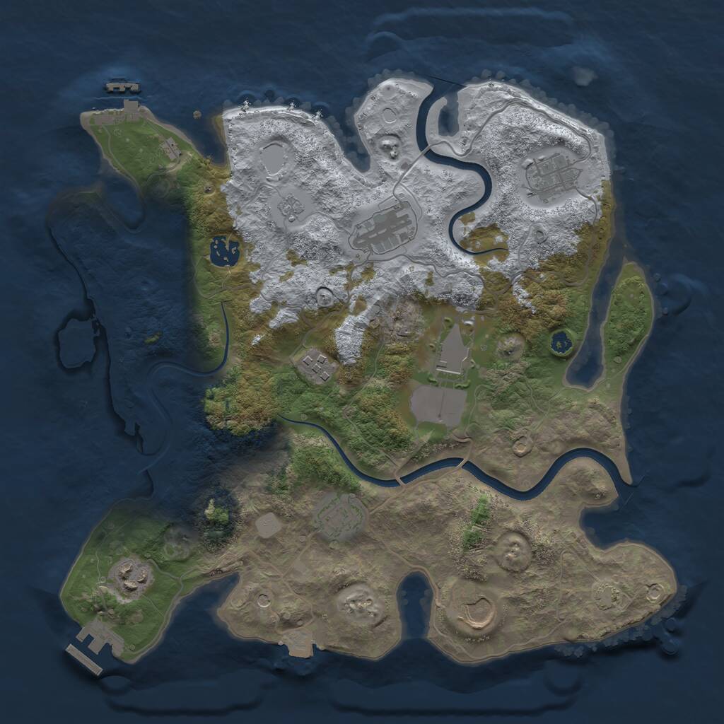 Rust Map: Procedural Map, Size: 3500, Seed: 2112537151, 14 Monuments