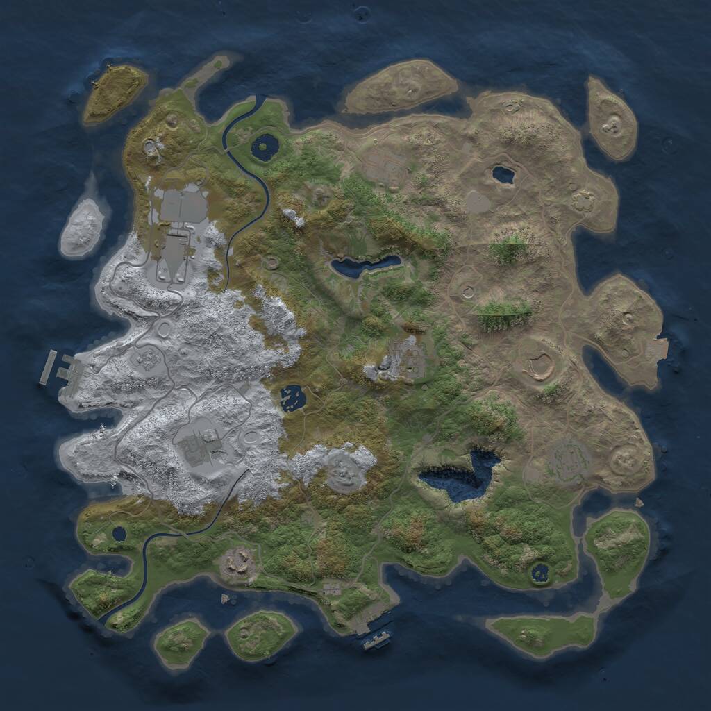 Rust Map: Procedural Map, Size: 4000, Seed: 1367118103, 14 Monuments