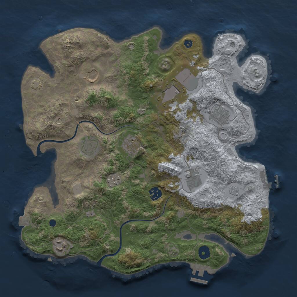Rust Map: Procedural Map, Size: 3500, Seed: 2120299831, 15 Monuments