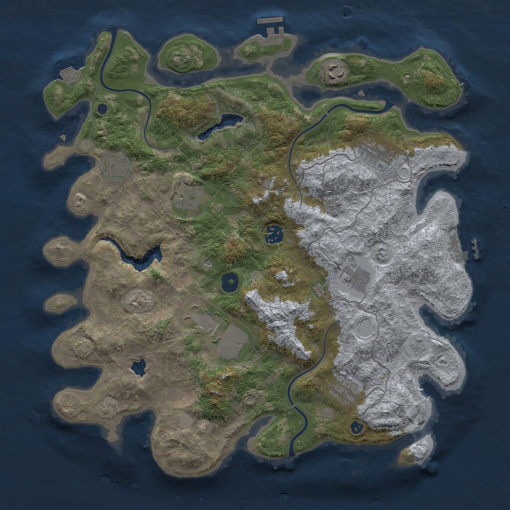 Rust Map: Procedural Map, Size: 4050, Seed: 968816848, 15 Monuments