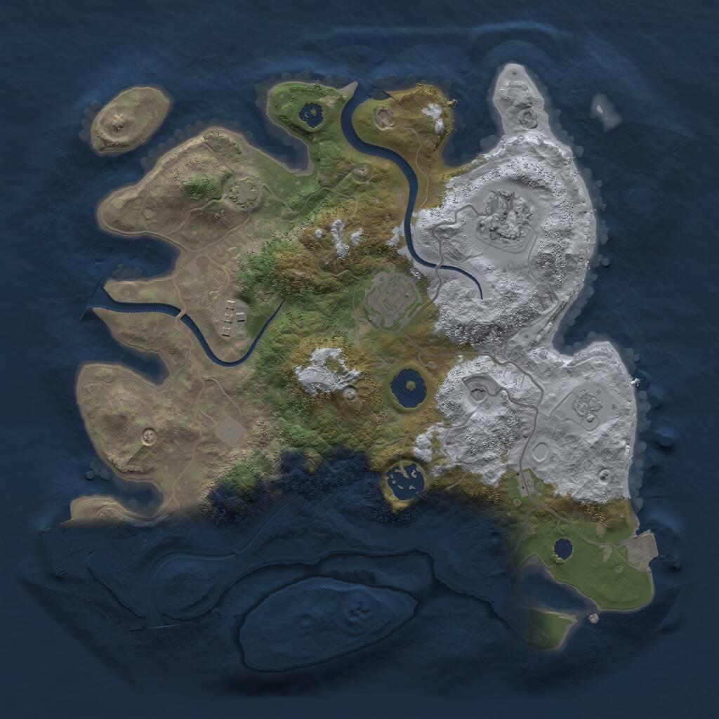 Rust Map: Procedural Map, Size: 3000, Seed: 23423456, 9 Monuments