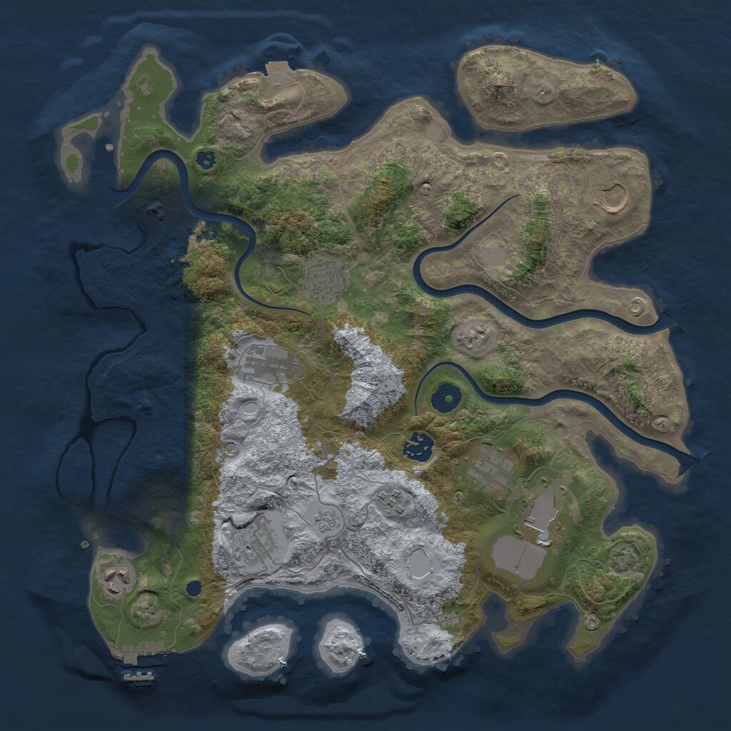 Rust Map: Procedural Map, Size: 3750, Seed: 1624359806, 14 Monuments