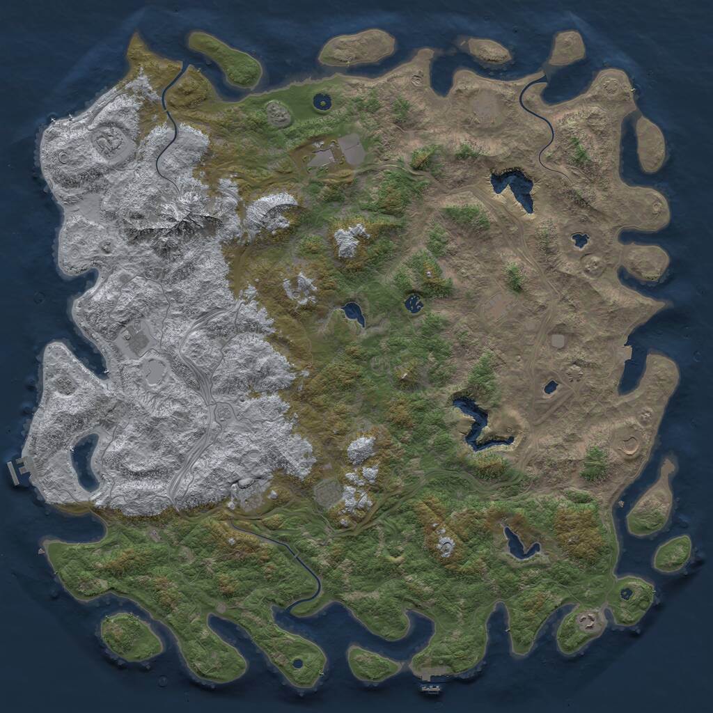 Rust Map: Procedural Map, Size: 6000, Seed: 344845339, 17 Monuments