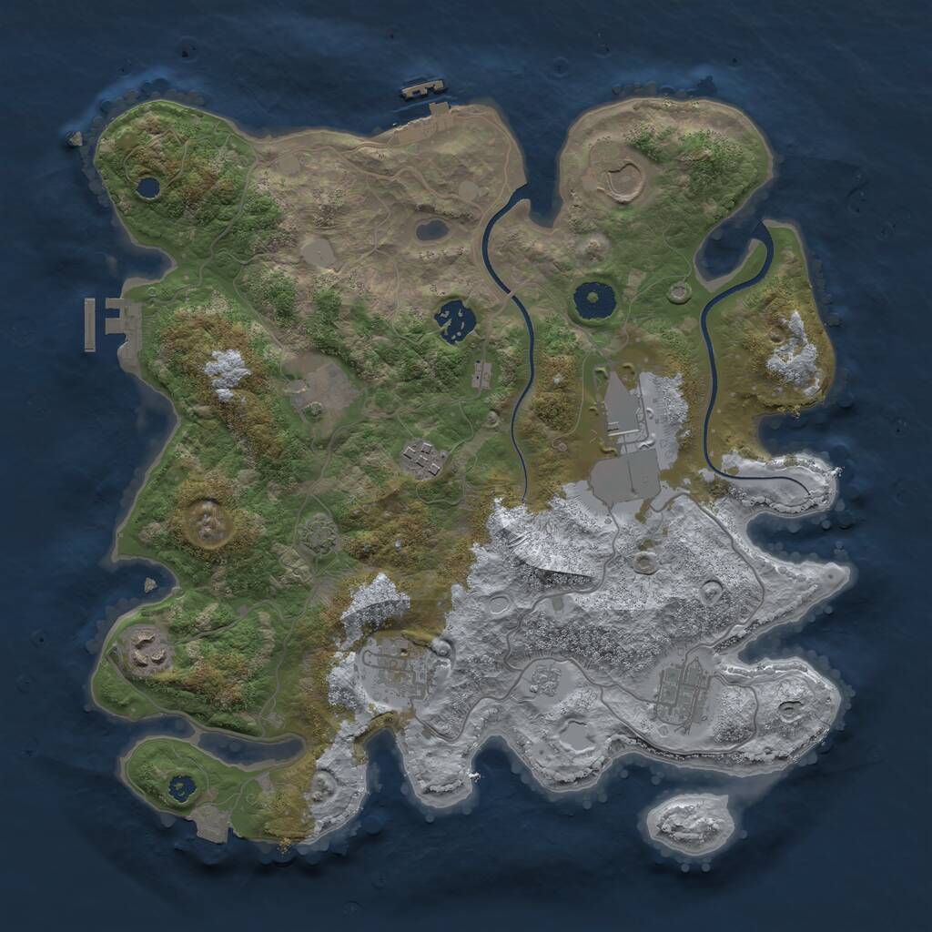 Rust Map: Procedural Map, Size: 3500, Seed: 1745586628, 13 Monuments