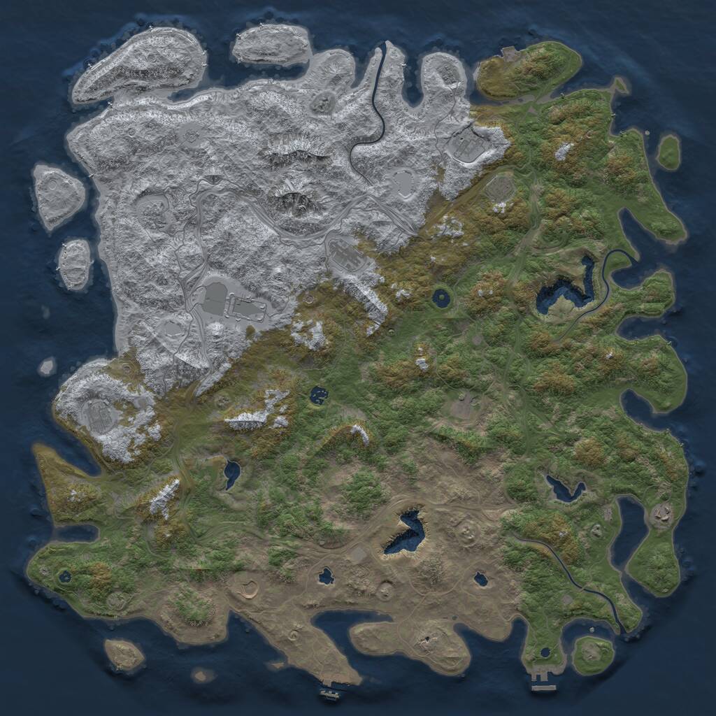 Rust Map: Procedural Map, Size: 6000, Seed: 81106102, 17 Monuments