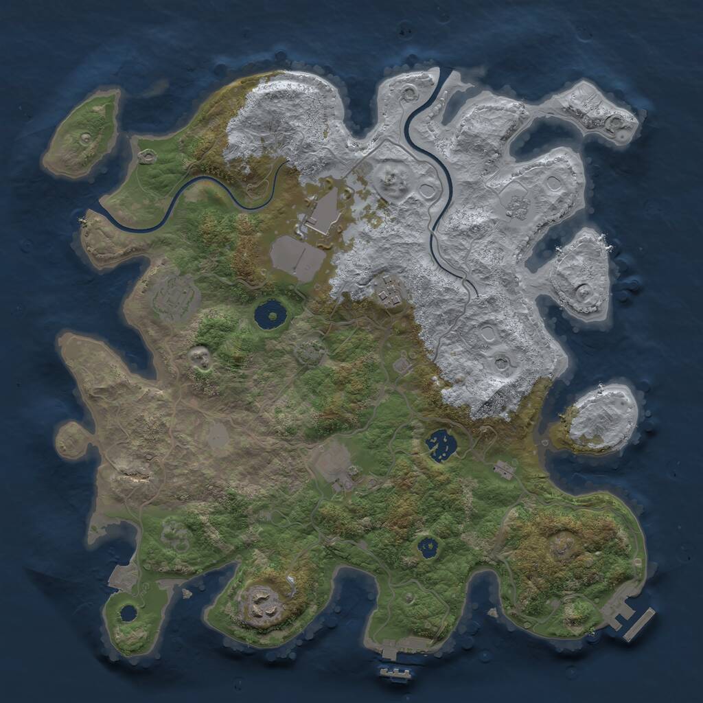 Rust Map: Procedural Map, Size: 3500, Seed: 2118340798, 12 Monuments