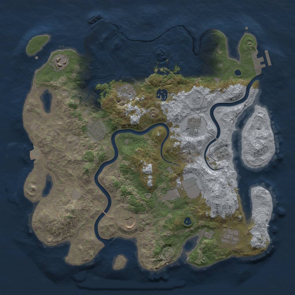 Rust Map: Procedural Map, Size: 3750, Seed: 1834219120, 15 Monuments