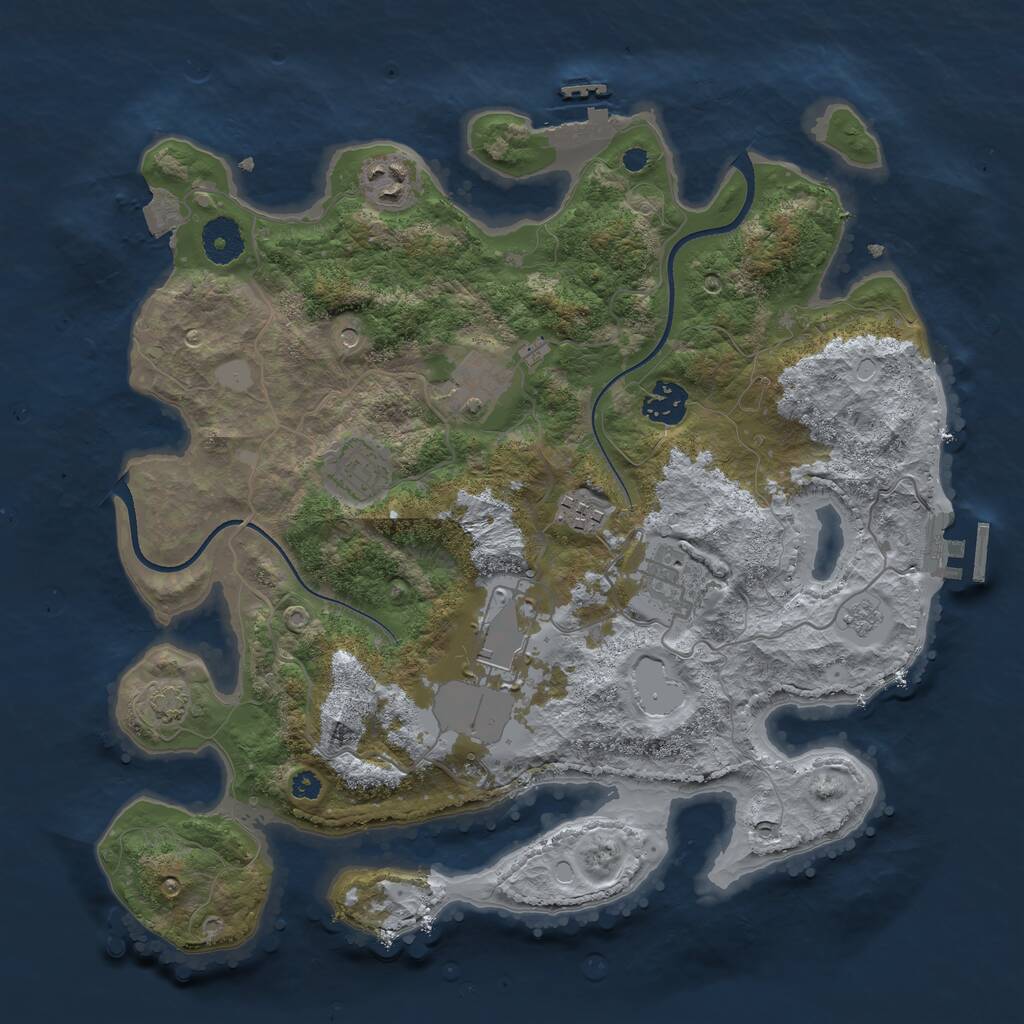 Rust Map: Procedural Map, Size: 3500, Seed: 109053928, 13 Monuments